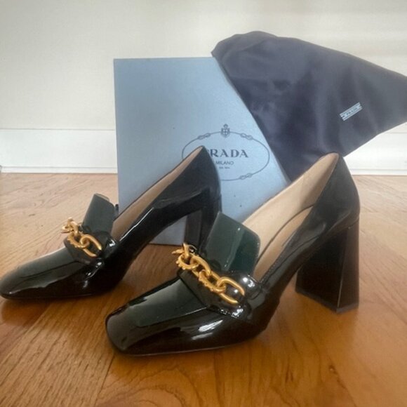 $890 PRADA Gold Chain Statement Loafer Pump New w/Box -  S 8,5/9 IT - Picture 10 of 16